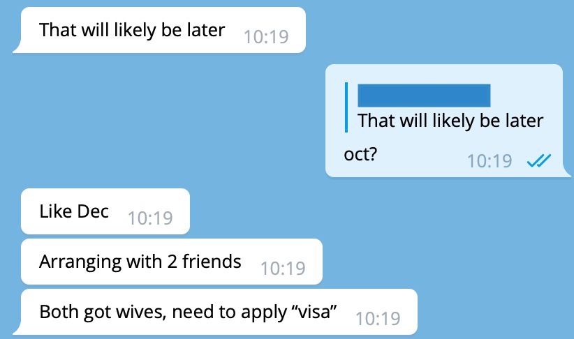 Screenshot of a visa joke