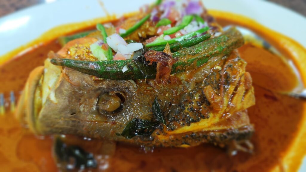 Fish head curry in close up